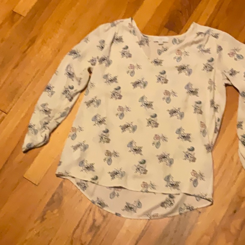 LOFT Cream Floral Blouse